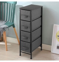 KINGSO Carbon Black Four  layer Narrow  drawing Fabric Drawers Cabinet Fabric Drawer Combination Rack