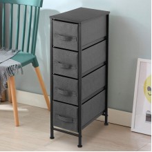 KINGSO Carbon Black Four  layer Narrow  drawing Fabric Drawers Cabinet Fabric Drawer Combination Rack