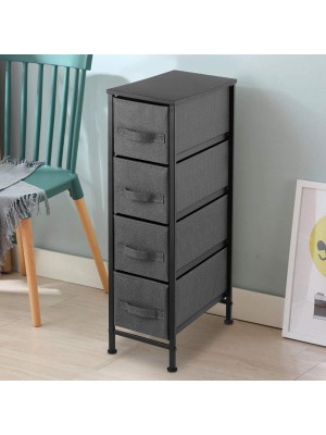 KINGSO Carbon Black Four  layer Narrow  drawing Fabric Drawers Cabinet Fabric Drawer Combination Rack