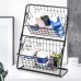 Double Layers Wire Market Basket Stand Storage Shelf Organizer for Fruit Vegetables Toiletries Household Bedroom