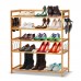 5 Tier Bamboo Shoe Rack Shoe Shelf with 8 Metal Side Hangers