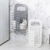 Household Bathroom Wall  Mounted Perforation  Free Folding Dirty Clothes Basket Toy Storage Basket  Grey