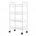 4  layer Black Kitchen Storage Rack Round Tube Rack Trolley Shelf With Wheels