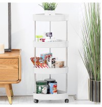 4 Layer Gap Storage Rack Bath Tower Assemble Space Saving Organizer Rolling Utility Cart for Bathroom Storage Rack