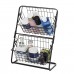 Double Layers Wire Market Basket Stand Storage Shelf Organizer for Fruit Vegetables Toiletries Household Bedroom