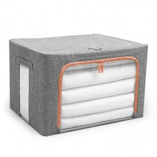 24L 66L 100L Foldable Storage Box Portable Large Capacity Travel Cotton Linen Sundry Box Double Door Visible Stackable Outdoor Storage Box