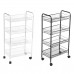 4  layer Black Kitchen Storage Rack Round Tube Rack Trolley Shelf With Wheels